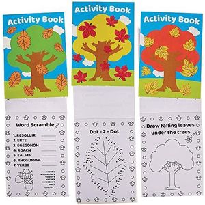 Baker Ross FX193 Herfst Mini Activiteitenboeken - Set van 12, Onderhoudende Reisactiviteiten, Feestartikelen, en Kleurboeken voor Kinderen