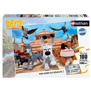 Puzzels Nathan- puzzel 100 stukjes, de avonturen Idefix en de onverminderbare asterix kinderen, 4005556861439