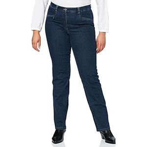 Ulla Popken Dames stretchjeans Mony broek, donkerblauw (dark blue denim), 36W / 34L