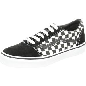 Vans Jongens Ward Suede/Canvas sneaker, Black Checker Black True White Pvj, 35 EU, Zwart (Checkered Black True White), 35 EU