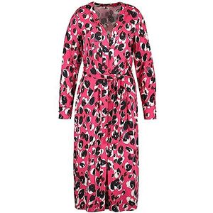 Taifun Midi-jurk voor dames, met knoopriem, lange mouwen, manchetten, jurk, lange mouwen, kort, midi-jurk, dierenprint, kuitlang, Lichtgevend roze patroon, 34