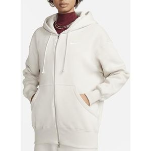 Nike DQ5758-104 W NSW PHNX FLC FZ OS Hoodie met lange mouwen dames LT Orewood BRN/Sail maat XL