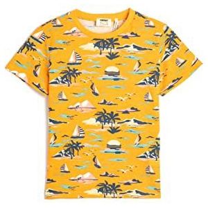 Koton Boys T-shirt met korte mouwen, ronde hals, bedrukt katoen, Oranje design (2d0), 11-12 Jaar