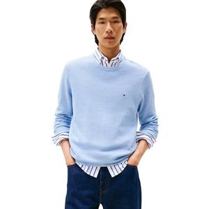 Tommy Hilfiger Heren Essential Structure Crew Neck MW0MW36347 Pullover Sweater, Blauw, S, Blauw (Vessel Blue Heather), S