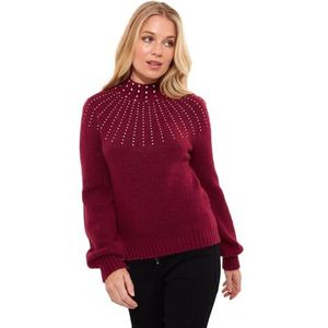 Joe Browns Dames Diamanté Trechterhals Geribbelde Gebreide Trui, Regular Fit, Berry, 12, Bessen, 38