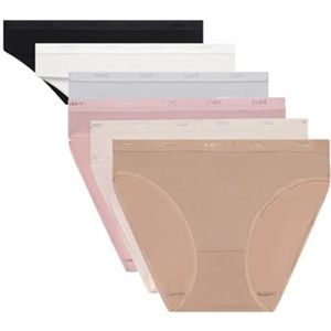 DIM Les Pockets kleurrijke katoenen boxershort voor dames, zwart/rood/roze/oranje/paars, M, (verpakking van 6 stuks)