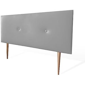 amuéblate online - Premium gevoerd hoofdeinde model Kayne met poten, bekleding van hoogwaardig kunstleer, hout, zilver, 130 x 60 cm (bed 120)