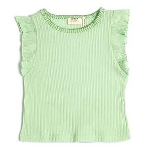 Koton Girls's Tanktop Ruffle Detail Ronde Hals Geribbeld Katoen Tanktop, groen (786), 11-12 Jaar