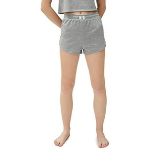 Koton Dames Tag Detail Elastische Taille Pyjama Bottom Shorts, Grijs Melange (Grm), XL