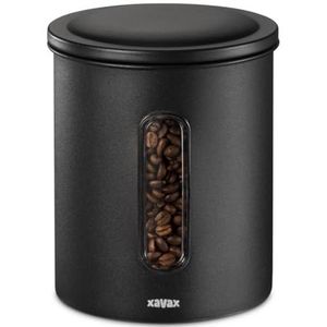 HAMA | Voorraaddoos voor koffie van roestvrij staal (voor het bewaren van gemalen koffie 700 g en 500 g, luchtdicht, geschikt voor elk type product), zwart