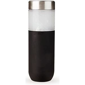 Host Freeze dubbelwandige geïsoleerde waterfles vriezer beker met actieve koelgel roestvrijstalen deksel en siliconen grip, set van 1-20oz (590ml) plastic fles, zwart