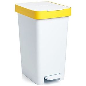 TATAY Vuilnisbak keuken Smart, inhoud 25 liter, intrekbaar pedaal, polypropyleen, BPA-vrij, 30L vuilniszak, geel. Afmetingen 26 x 36 x 47 cm