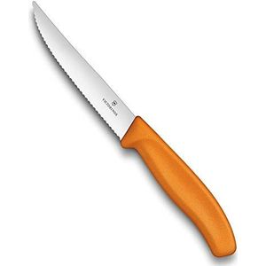 Victorinox, 6.7936.12L9B, Swiss Classic, Steak- und Pizzamesser, Extra scharfe Klinge, mit Wellenschliff, robuster Kunststoff-Griff, Orange, Made in Switzerland, Spülmaschinengeeignet