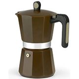 Monix New Cream Italiaans koffiezetapparaat van aluminium, inhoud 6 kopjes, geschikt voor alle warmtebronnen, inclusief inductie