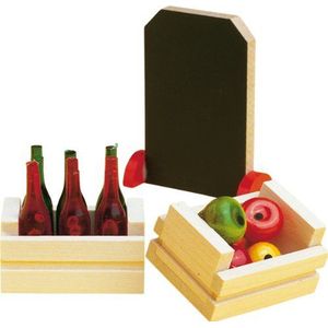 Rülke Holzspielzeug 21653 poppenhuisaccessoires, houtkleuren, fgroen, geel, rood