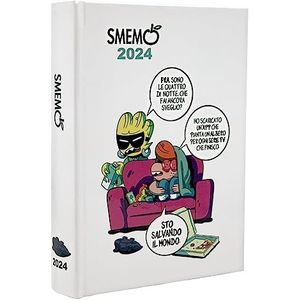 Smemoranda Green Balloon Special Edition - Motief Dano, schooldagboek 2023-2024, 16 maanden, 544 pagina's, september 23 - december 24, medium 11 x 15, wit met comic