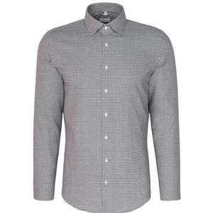 Seidensticker - Herenoverhemd - Donkerblauw - Katoen - Slim Fit