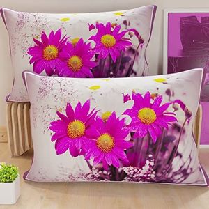 PETTI Artigiani Italiani - 1 paar kussenslopen 70 x 40 cm van microvezel, decoratief kussen voor slaapkamer, bank, woonkamer, set van 2 kussenslopen, bloemenpatroon, violet 2, 100% Made in Italy