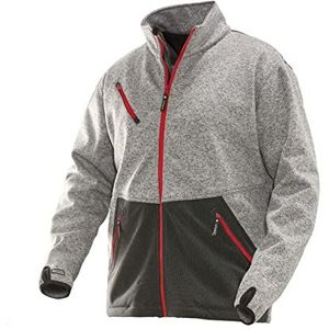 Jobman softshell jack ""Stickad"", 1 stuk XXXL grijs melange/rood.