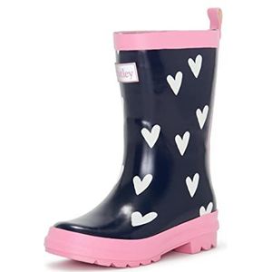 Hatley Wellington Regenlaarzen voor meisjes, bedrukt, Harten Navy White Hearts, 32 EU