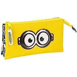 Safta Minions, wit/zwart/geel, 220x30x120 mm, Pennenetui met 3 vakken