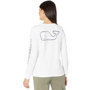 Vineyard Vines Vintage T-shirt met lange mouwen voor dames, Witte kap, XXS
