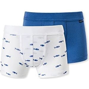 Schiesser Jongens 2pack shorts onderbroeken ondergoed, blauw bedrukt, 98, Blauw bedrukt, 98 cm