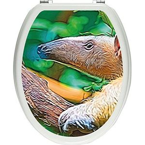 Pixxprint neusbeer op tak als wc-deksel stickers, WC, WC-deksel - Afmetingen: 32x40 cm, glanzend materiaal toiletdekselstickers, vinyl, kleurrijk, 40 x 32 x 0,02 cm