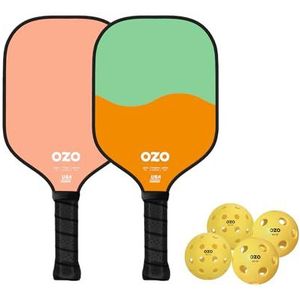OZO Pickleball - Set van 2 paddles + 4 ballen - Spark Fusion Essence Pink + Spark Inceptra Gelato Pistachio & Melon (Beginner Fusion + Control Paddles) + 4 injectieballen (2xIndoor+2xOutdoor)+Draagtas