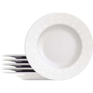 Tramontina - Set van 6 platte borden rond porselein wit versierd Alicia 27cm - Tijdloze elegantie, elegant en verfijnd ontwerp. Perfect voor elke gelegenheid.