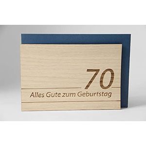 Originele houten wenskaart - Happy Birthday 70e verjaardag - 100% handgemaakt in Oostenrijk, van eikenhout gemaakte cadeaukaart, verjaardagskaart, wenskaart, vouwkaart, ansichtkaart