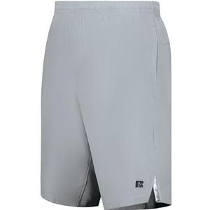 Russell Athletic Legend Stretch Woven Shorts â€“ 4-Way Stretch Gym Shorts with Pockets for Active Wear 4R Silver