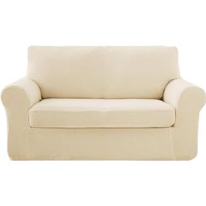 Deconovo Stretch Bankhoes, Fluweel Bankovertrekken voor Loveseat, Meubelhoes voor Woonkamer, Feest, 2 Zits, 145-175 cm, Beige