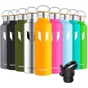 Super Sparrow Drinkfles - 1L - RVS Waterfles met Herbruikbaar Rietje (2 Doppen), Lekvrij en Vacuüm-Geïsoleerd, BPA-vrij – Ideaal voor Sport & Outdoor