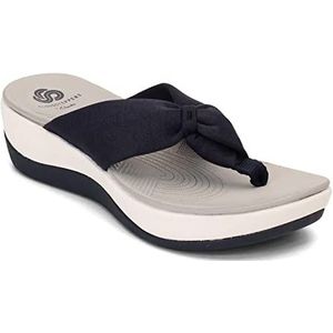 Clarks Arla Glison teenslippers voor dames, Blauwe stof gemêleerd, 35.5 EU