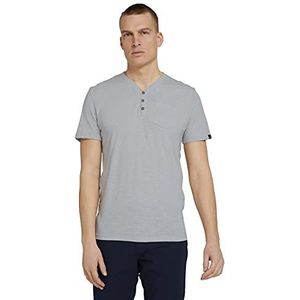 TOM TAILOR Uomini Henley T-shirt in melange-look 1026002, 21916 - White Melange, S