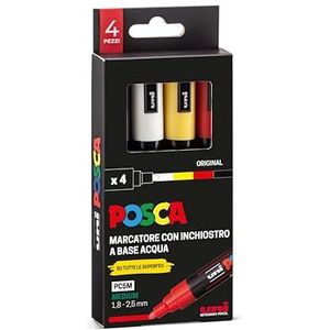 POSCA UniPosca acrylstiften met ronde punt, 1,8-2,5 mm, kleuren voor stof, hout, glas en andere, Uni Posca professionele aquarelstiften en schrijfwaren, water-/lichtbestendig