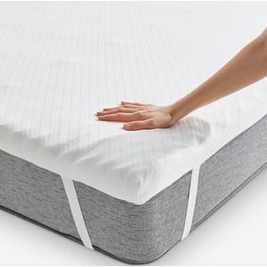 Pikolin Home Visco-elastische matrasbeschermer, verschillende zones, 7 cm dik, voor bedden van 135 cm, afneembaar en ademend, visco-elastische matrasoplegger, verlicht spierspanning, 135 x 190 cm