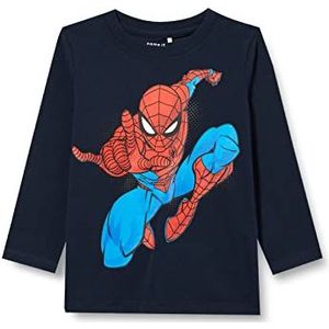 NAME IT Baby Boys NMMOK Spiderman LS TOP MAR shirt met lange mouwen, Dark Sapphire, 86