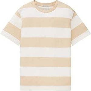 TOM TAILOR Jongens T-shirt 1034957, 31412 - Beige Off White Block Stripe, 152