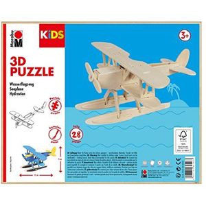 Marabu 317000000002 KiDS 3D houten puzzel watervliegtuig, met 28 puzzelstukjes van FSC-gecertificeerd hout, ca. 21 x 9 cm groot, eenvoudige steektechniek, voor individueel beschilderen en vormgeven