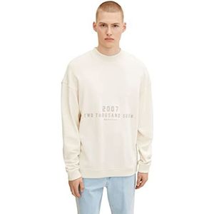 TOM TAILOR Denim Uomini Relaxed sweatshirt met print 1032769, 10338 - Soft Light Beige, XS