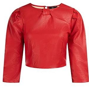 FENIA Dames kunstleren blouse 19525718-FE02, rood, M, rood, M