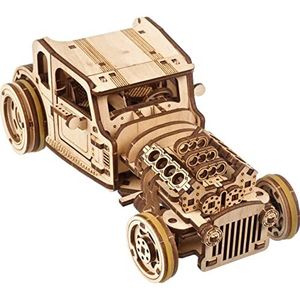 UGEARS Hot Rod Furious Mouse - Houten modelautokits voor volwassenen - 3D houten puzzels om je eigen carkit te bouwen - Houten automodel 3D-puzzelset - perfecte hobby's voor mannen en liefhebbers van
