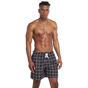 Urban Classics Heren zwembroek Check Swim Shorts, zwemshorts voor mannen verkrijgbaar in 3 kleuren, maten S - 5XL, zwart (zwart/wit 00826)., XL