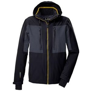 killtec - KSW 47 MN - Veste de Ski - Zwart/Blauw - Met Afneembare Capuchon en Sneeuwskirt