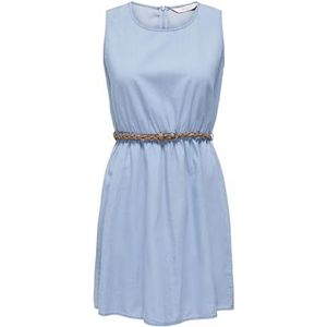 ONLY Dames Onlbea S/L gevlochten riem jurk DNM Fs zomerjurk, blauw, L