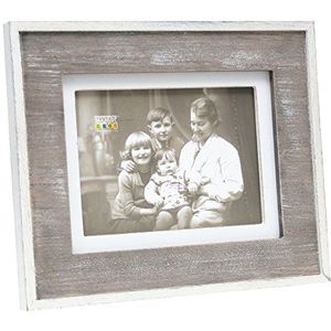 Deknudt Frames Fotolijst grijs met wit net binnen en buiten, hout, 15x20