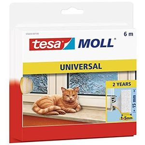 tesamoll Universal Foam - Afdichtingstape voor het Isoleren van Kieren in Huis, Zelfklevend - Wit - 6 m x 15 mm x 5,5 mm