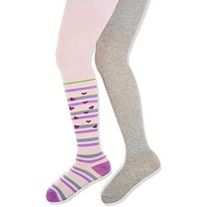 Playshoes Meisjes hartjes en effen kleuren met comfortabele tailleband panty (verpakking van 2), grijs (origineel 900), 110/116 cm